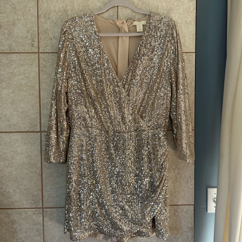 Gold Sequin H&M Mini Skort Dress
